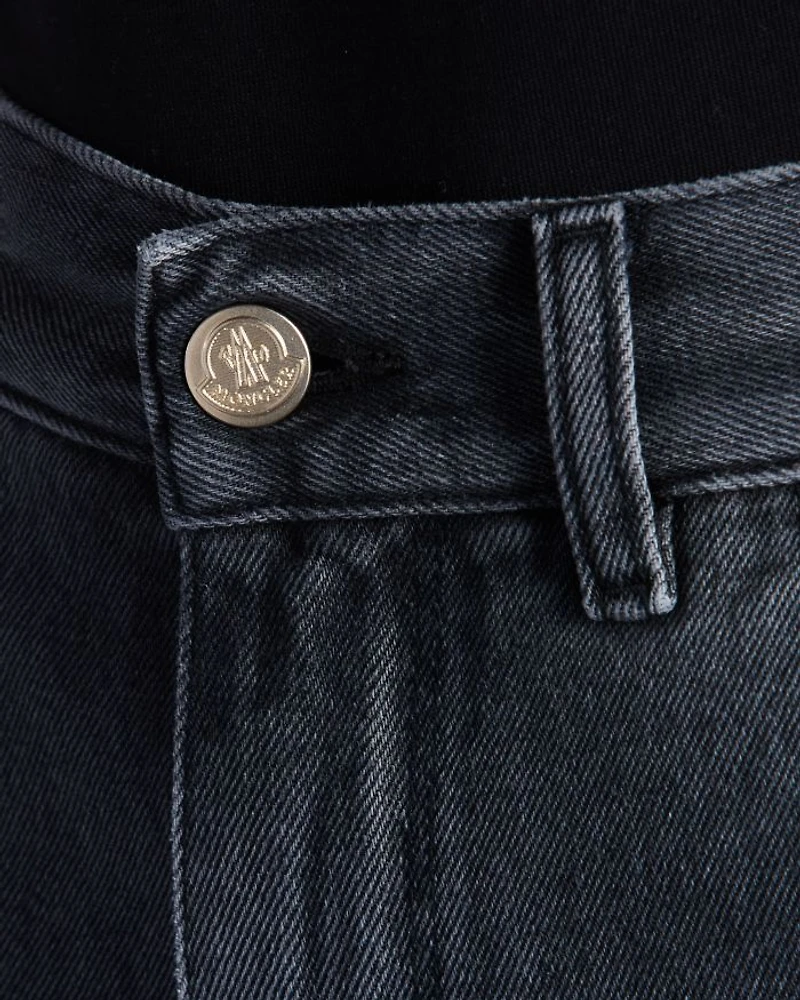 High Rise Cropped Tapered Jeans Grey