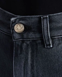 High Rise Cropped Tapered Jeans Grey