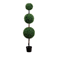 Nearly Natural 6' Artificial Triple Ball Boxwood Topiary Tree (Indoor/Outdoor)