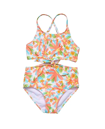Snapper Rock Unisex Hawaiian Luau Sustainable Cut Out Swimsuit-Little