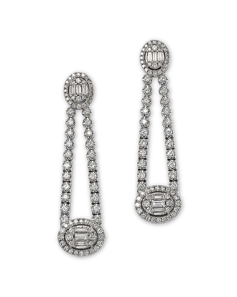Bloomingdale's Fine Collection Diamond Round & Baguette Halo Mosaic Drop Earrings