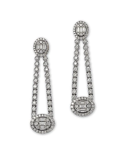 Bloomingdale's Fine Collection Diamond Round & Baguette Halo Mosaic Drop Earrings