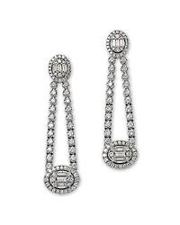 Bloomingdale's Fine Collection Diamond Round & Baguette Halo Mosaic Drop Earrings