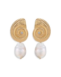 Swirled Shell Cultured Freshwater Pearl Statement Earrings