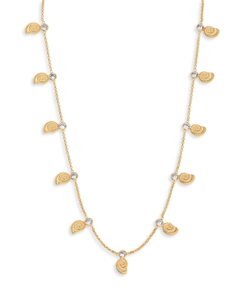 Swirled Shell Dangle Charm Necklace, 15"
