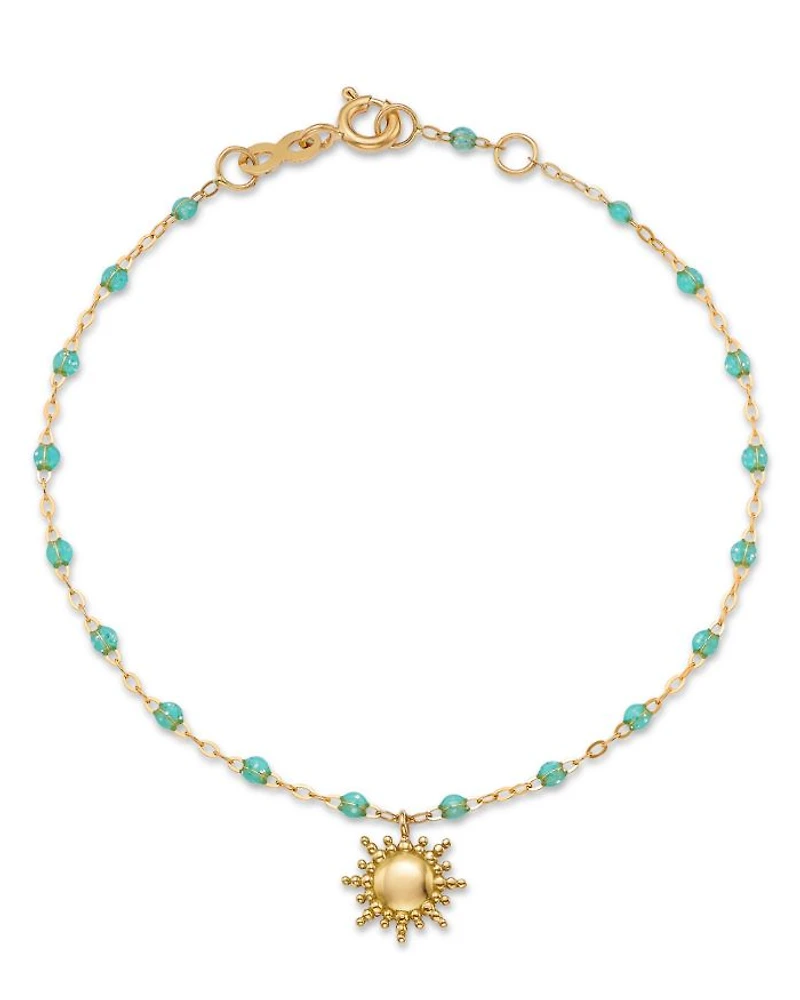 18K Yellow Gold Classic Sun & Resin Bead Link Bracelet
