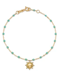18K Yellow Gold Classic Sun & Resin Bead Link Bracelet