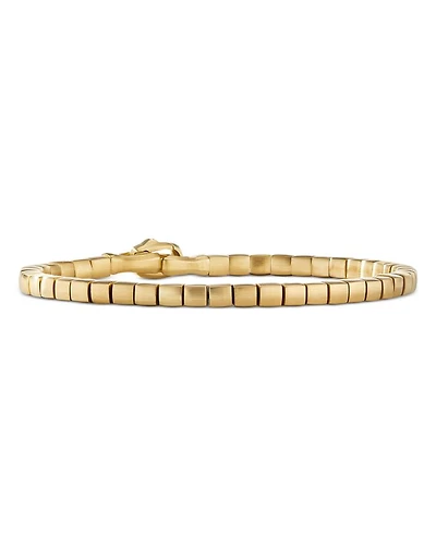 Men's 18K Yellow Gold Spiritual Beads Textured Square Link Bracelet