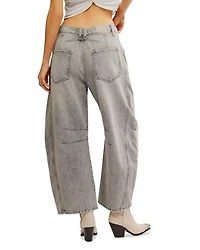 We The Free Good Luck Mid Rise Barrel Jeans Falcon Grey