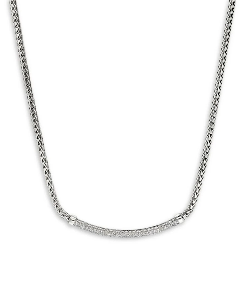 Sterling Silver JH Essentials Diamond Pavé Necklace, 16-18"