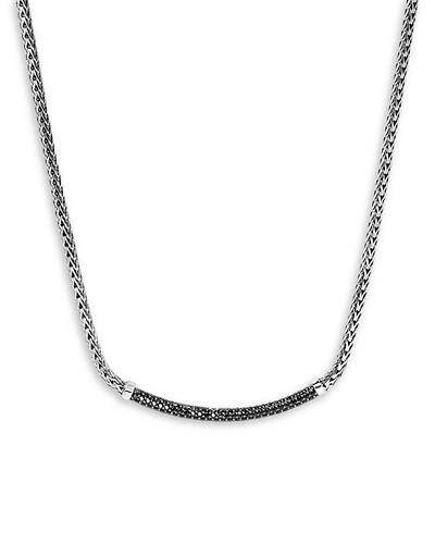 Sterling Silver JH Essentials Black Sapphire Pavé Curved Bar Necklace, 16-18"