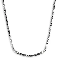 Sterling Silver JH Essentials Sapphire Pavé Curved Bar Necklace