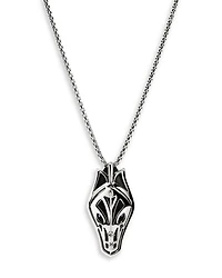Men's Sterling Silver Naga Blue Sapphire Snake Pendant Necklace, 22"