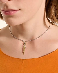 14K Yellow Gold & Sterling Silver Love Knot Lariat Necklace, 16-18"