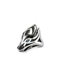 Men's Sterling Silver Naga Blue Sapphire Snake Ring
