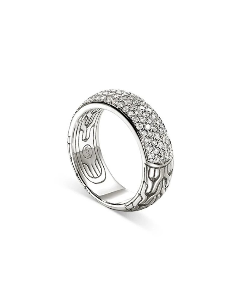 Sterling Silver JH Essentials Pavé Diamond Band Ring, 1.07 tcw