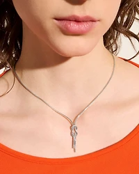 Sterling Silver Love Knot Woven Chain Lariat Necklace, 16-18"