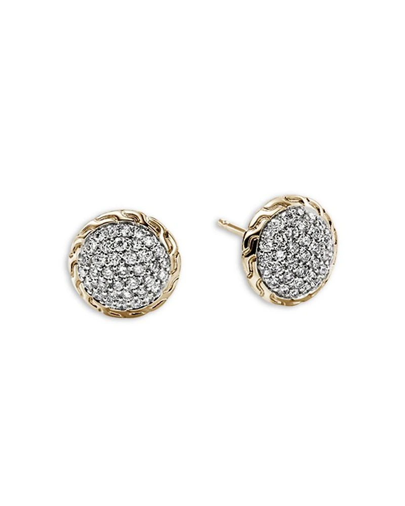 14K Yellow Gold JH Essentials Diamond Pavé Stud Earrings