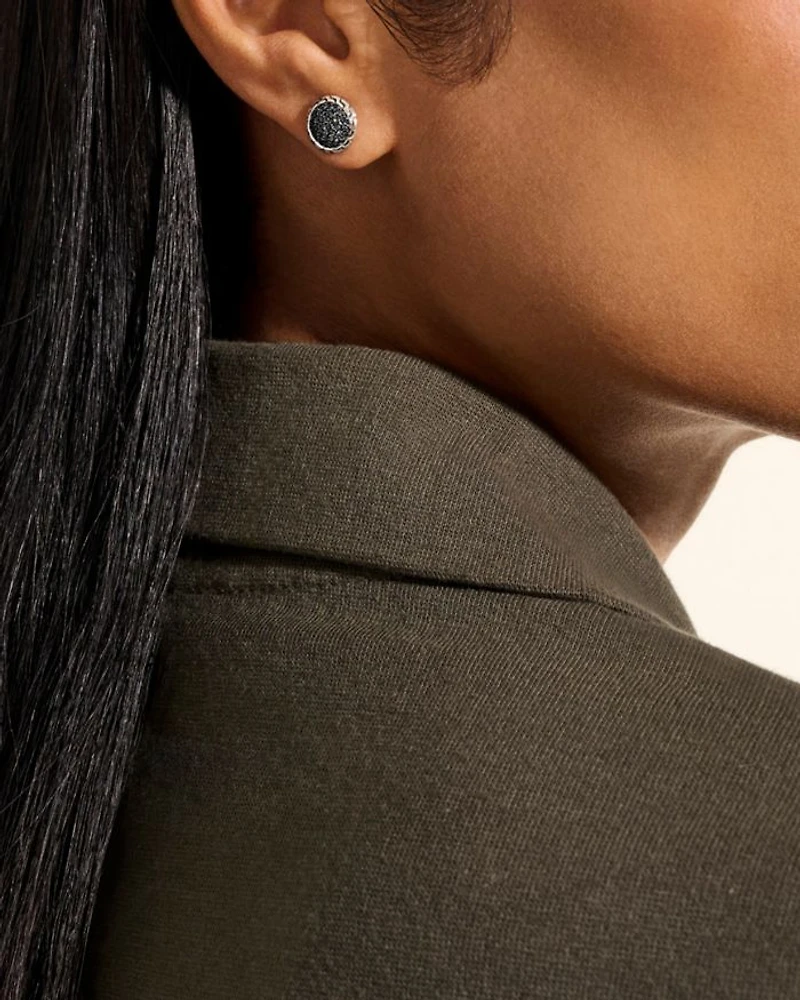 Sterling Silver JH Essentials Sapphire Pavé Framed Stud Earrings