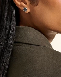 Sterling Silver JH Essentials Sapphire Pavé Framed Stud Earrings