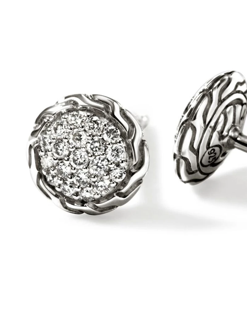 Sterling Silver JH Essentials Diamond Pavé Frame Stud Earrings
