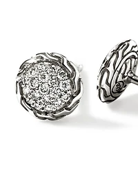 Sterling Silver JH Essentials Diamond Pavé Frame Stud Earrings