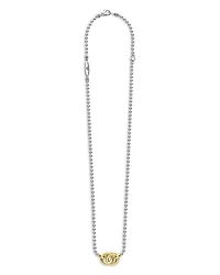 18K Yellow Gold & Sterling Silver Signature Caviar Interlocking Pendant Necklace, 16-18"