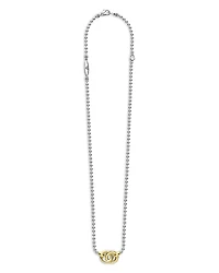 Lagos 18K Yellow Gold & Sterling Silver Signature Caviar Interlocking Pendant Necklace, 16-18
