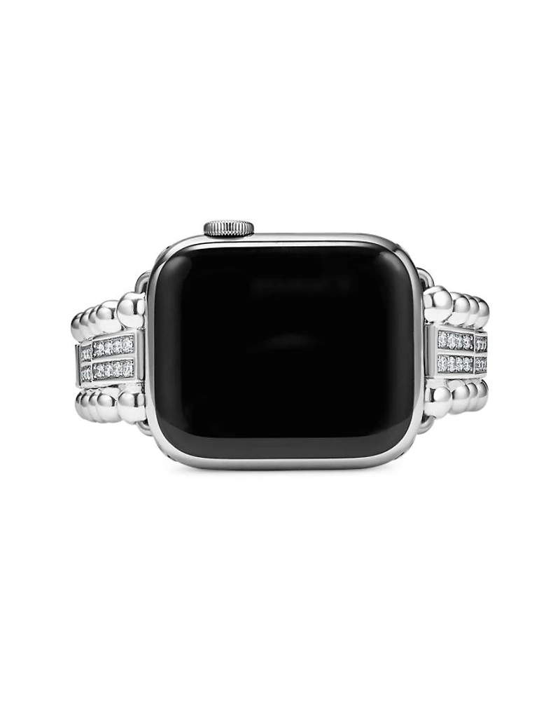 Smart Caviar Sterling Silver Two Row Diamond Apple Watch® Bracelet, 38-45mm