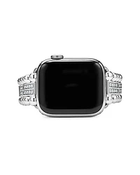Smart Caviar Sterling Silver Two Row Diamond Apple Watch® Bracelet, 38-45mm