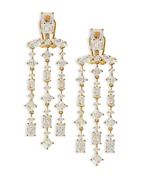 Rare Jewels Cubic Zirconia Triple Row Chandelier Earrings in 18K Gold Plated