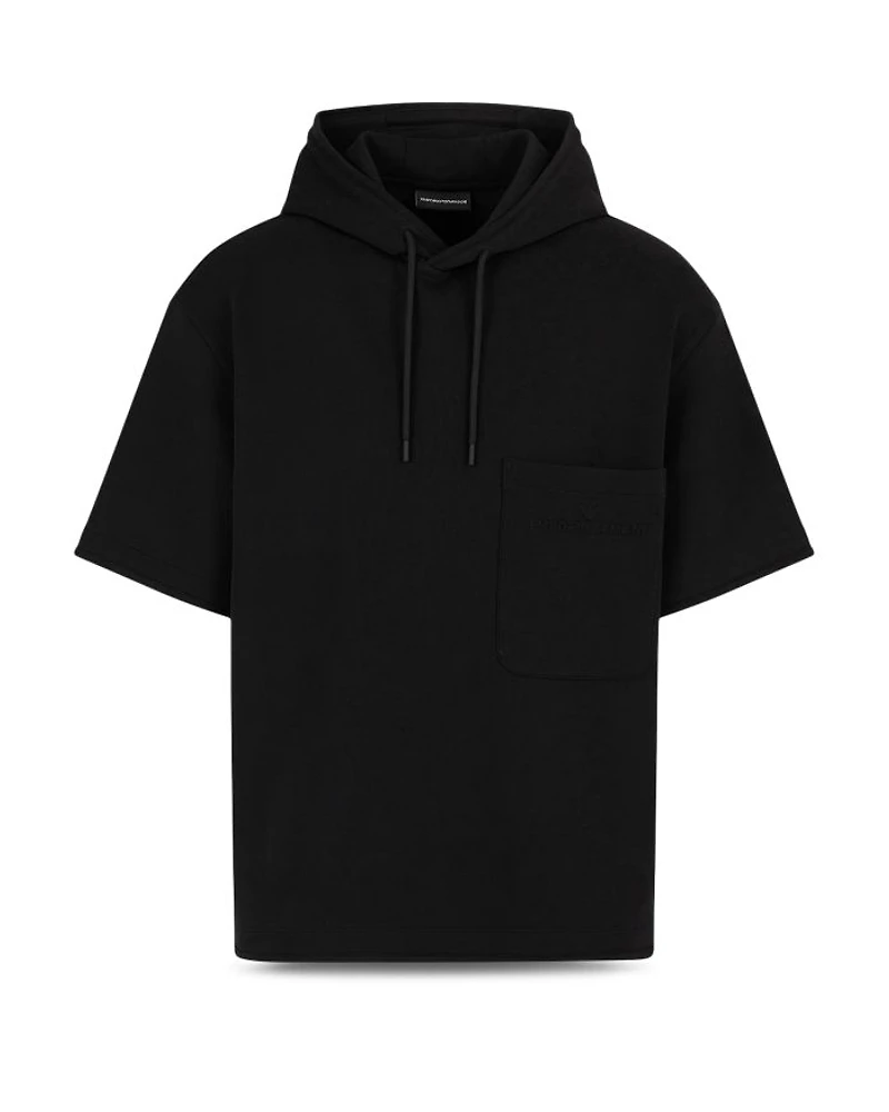 Double Jersey Short Sleeved Hooded Sweatshirt