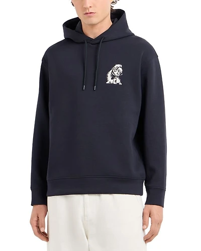 Embroidered Bulldog Hooded Sweatshirt