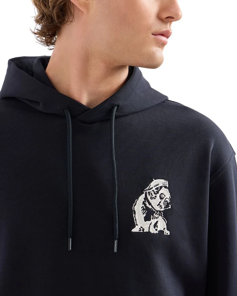 Embroidered Bulldog Hooded Sweatshirt