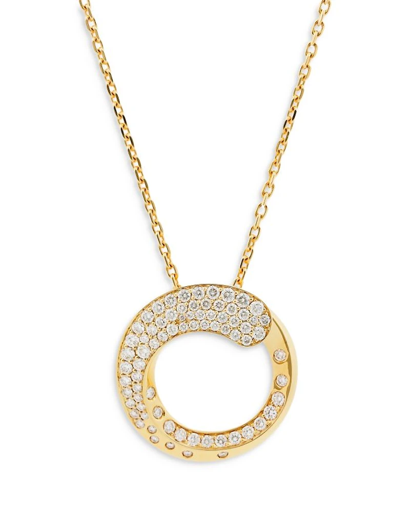 18K Yellow Gold Like Diamond Pavé Circle Pendant Necklace, 14-16" - Exclusive