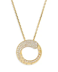 18K Yellow Gold Like Diamond Pavé Circle Pendant Necklace, 14-16" - Exclusive