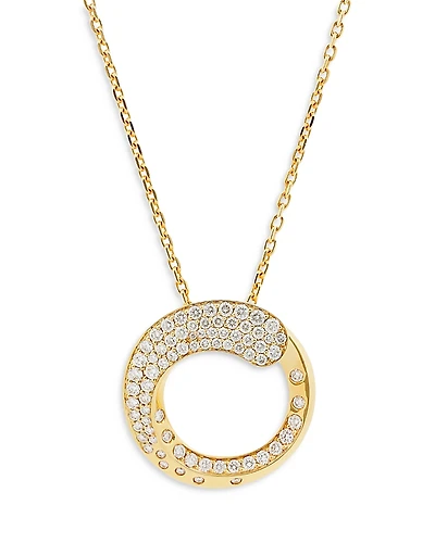 Crivelli 18K Yellow Gold Like Diamond Pave Circle Pendant Necklace, 14-16 - Exclusive