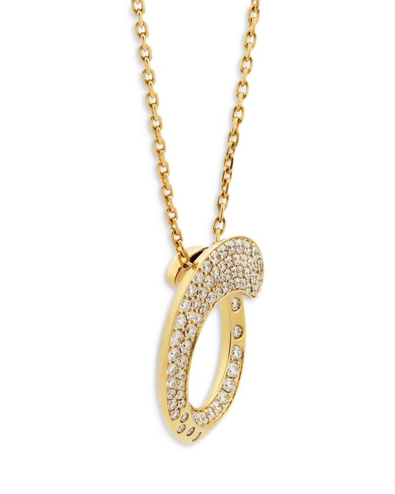 18K Yellow Gold Like Diamond Pavé Circle Pendant Necklace, 14-16" - Exclusive