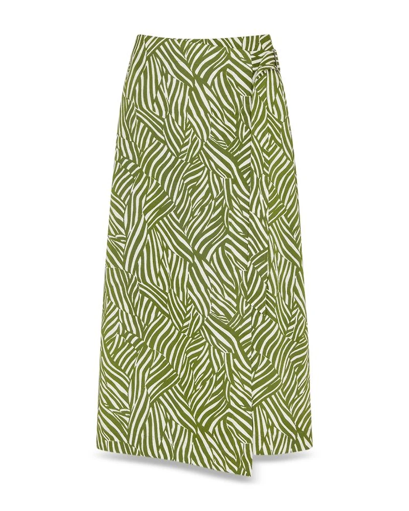 Linear Leaf Wrap Midi Skirt