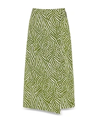 Linear Leaf Wrap Midi Skirt