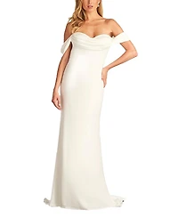 Tadashi Shoji Amishta Off-The-Shoulder Crepe Gown