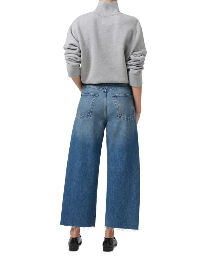 Ayla Raw Hem High Rise Cropped Wide Leg Jeans Doheny