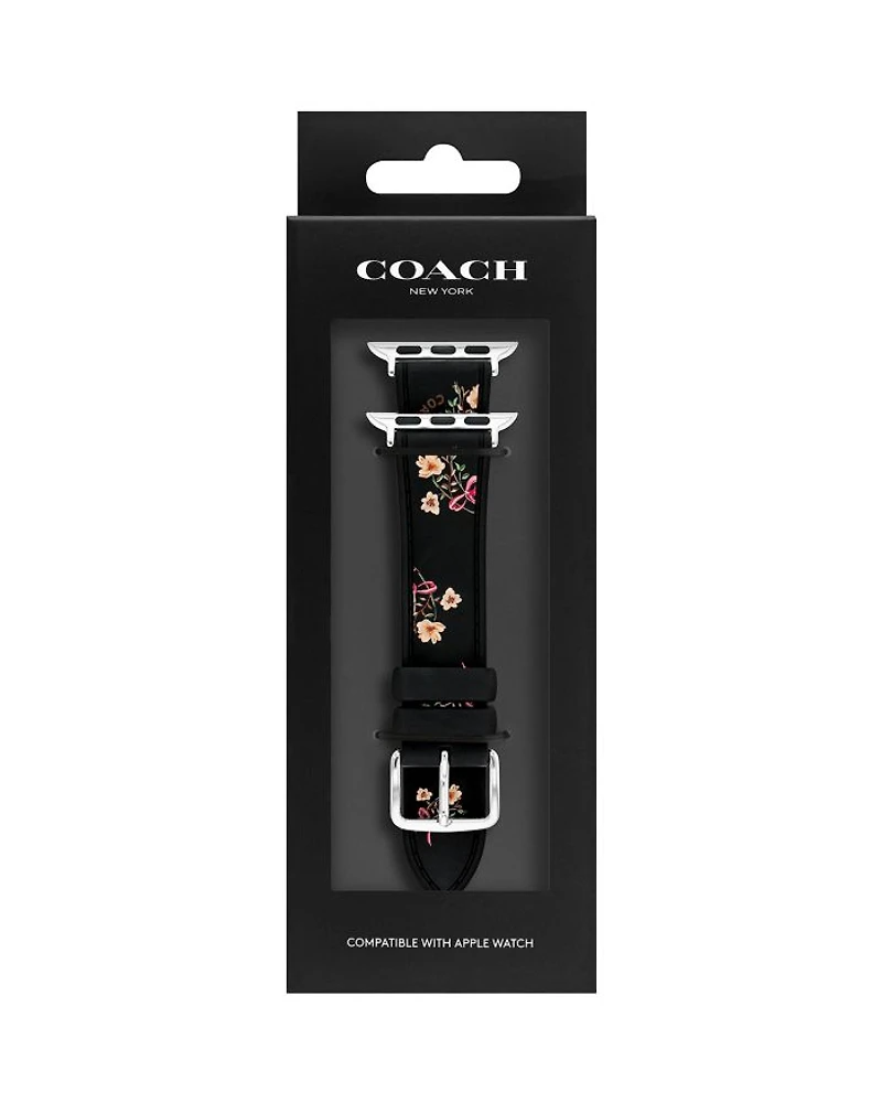 Apple Watch® Floral Black Silicone Strap, 38/40/41mm