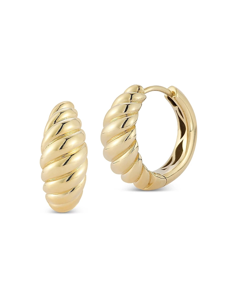 Bloomingdale's Fine Collection Bold Ridge Textured Medium Hoop Earrings