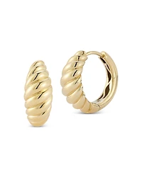 Bloomingdale's Fine Collection Bold Ridge Textured Medium Hoop Earrings