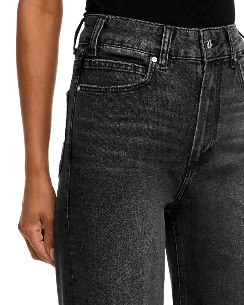 Sasha High Rise Wide Leg Jeans Viper Black Distressed