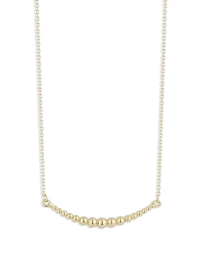14K Yellow Gold Graduated Bead Curved Bar Necklace, 17-18"