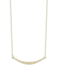 14K Yellow Gold Graduated Bead Curved Bar Necklace, 17-18"