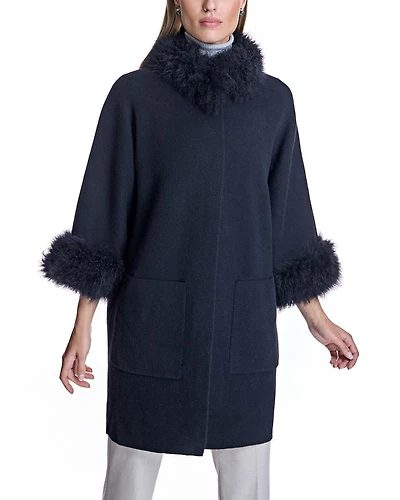 Cashmere Kimono with Goat Trim