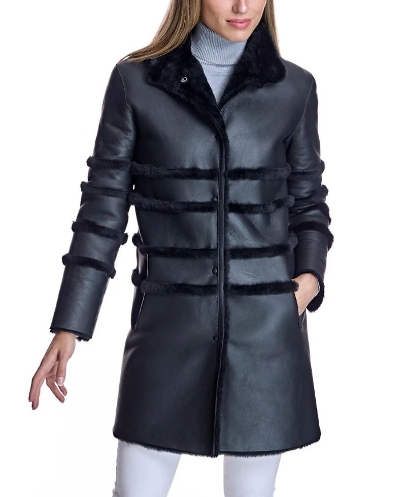 Reversible Seam-Out Shearling Shortcoat